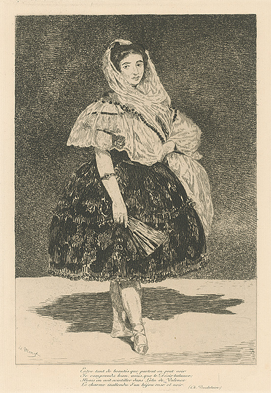 Manet, Edouard | Lola de Valence | Displayed motifs: Veil, Footwear, Human face, Woman, Dress, Clothing, Person, 
