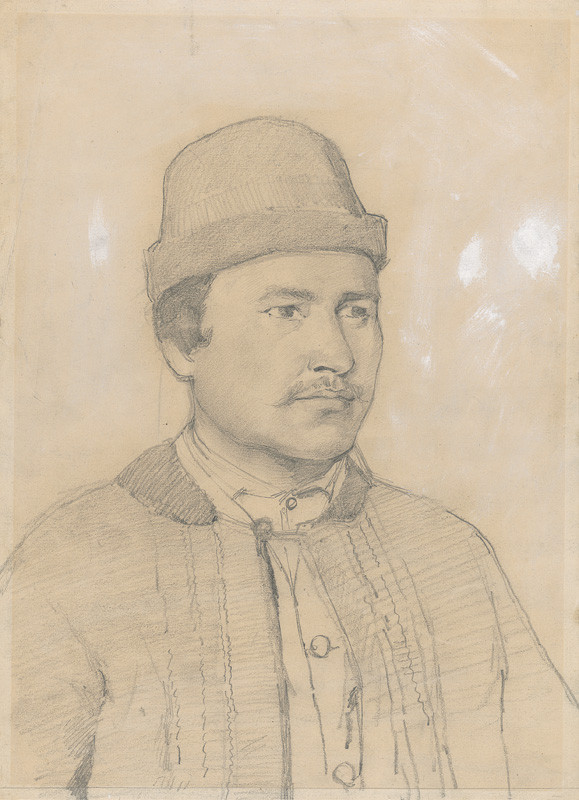 Mednyánszky, Ladislav | Poprsie mladého sedliaka | Displayed motifs: Human face, Man, Clothing, Shirt, Human head, 
