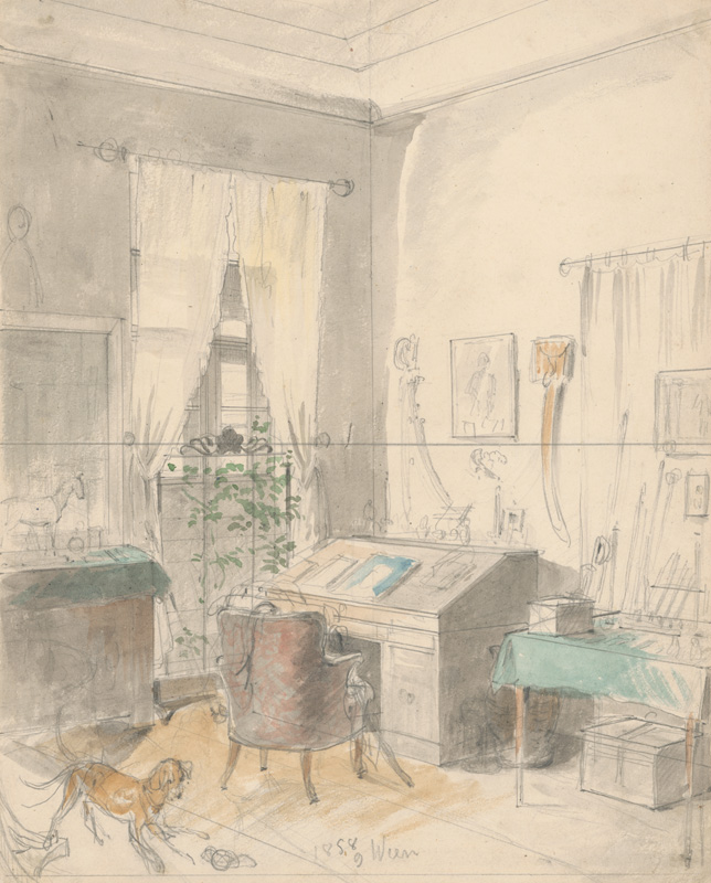 Scheidlin, Friedrich Carl von | Interiér | Displayed motifs: Chair, Building, Table, Animal, Furniture, 