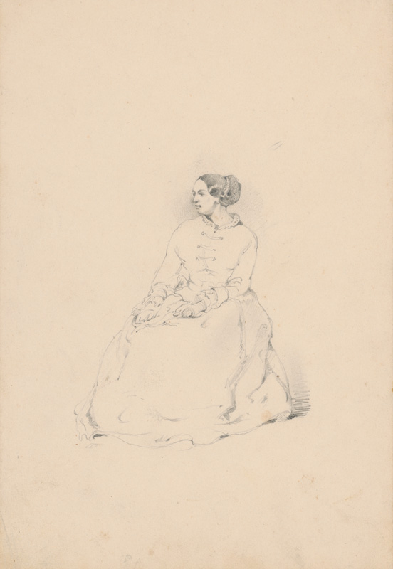 Scheidlin, Friedrich Carl von | Štúdia sediacej ženy | Displayed motifs: Dress, Woman, Human face, 