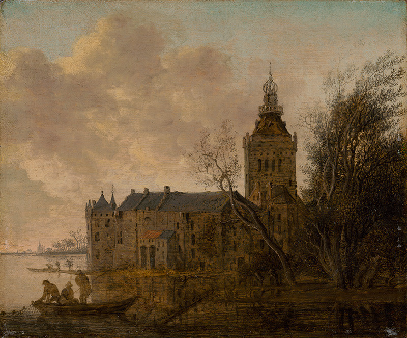 Croos, Anthonie Jansz. van der | Zámoček Montfort | Displayed motifs: Tree, Castle, Tower, Boat, 