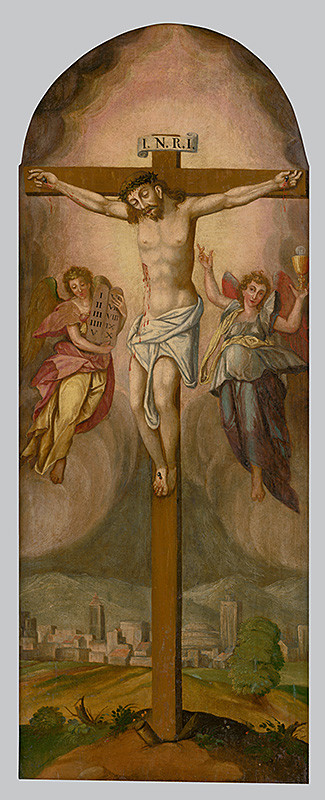 Slovenský maliar zo začiatku 17. storočia, Neznámy maliar | Ukrižovanie | Displayed motifs: Wound, Clothing, Angel, Crucifixion, Person, Woman, Man, 