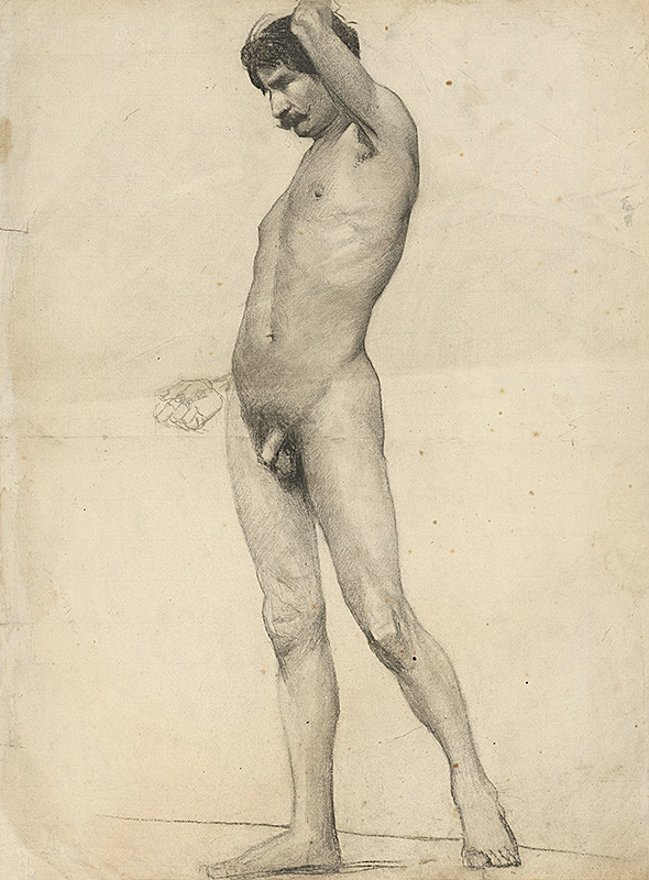 Katona, Ferdinand | Stojaci mužský akt | Displayed motifs: Man, Human face, Putto, Human leg, Woman, 