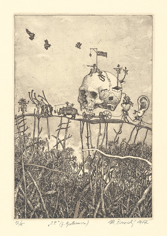 Činovský, Martin | S. P. (G. Apollinaire) | Displayed motifs: Skull, Latin cross, Coat of arms, 