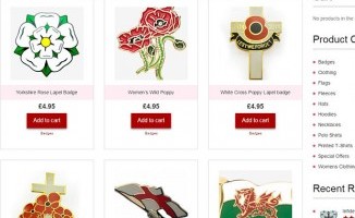 Poppy cash-in merchandise on a far right website