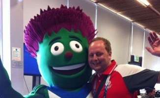 With the mascot of the games Clyde