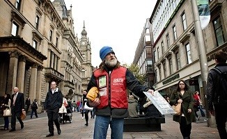 Glasgow Central Station Big Issue vendor Robert Brownridge Pics: Becky Duncan