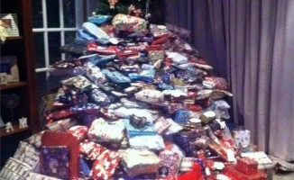 Emma Tapping from Isle of Man was met with criticism after sharing a picture of the mountain of presents she bought her family