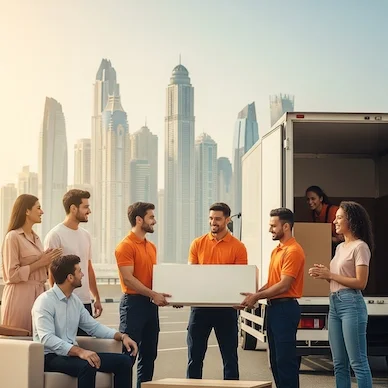 Happy customer shaking hands with a mover