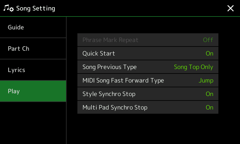 Die Einstellung „Song Top Only“ in den Song Settings