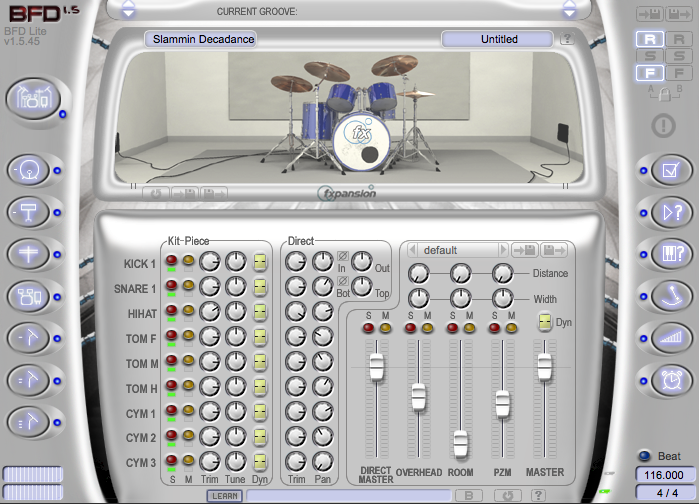 Die "Big Fucking Drums"-Bedienoberfläche ist "big fucking übersichtlich".