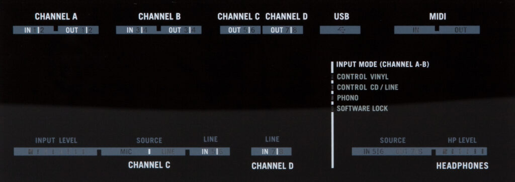 Die Oberfläche von Audio 8DJ mit vielen visuellen Kontrollelementen.