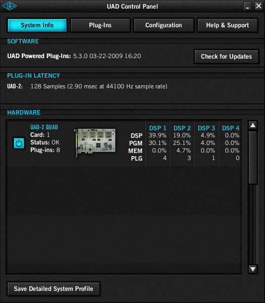 Die System-Info im Control-Panel