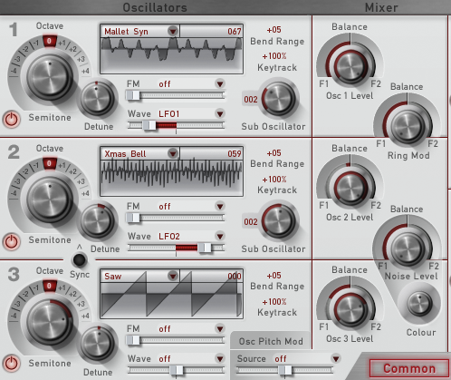 Oscillator- und Mixer-Sektion