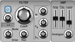 Filter- und Amp-Section mit Analogue-Regler