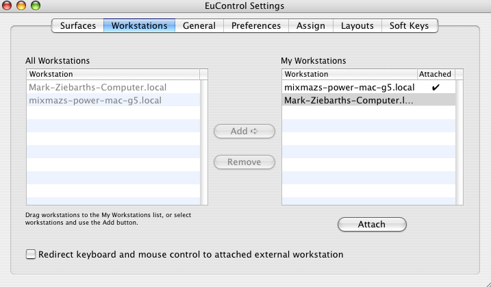 Ein echtes Highlight: Die über Ethernet eingebundenen Euphonix-Controller können nicht nur verschiedene Programme kontrollieren, sondern auch DAWs auf zwei verschiedenen Macs.