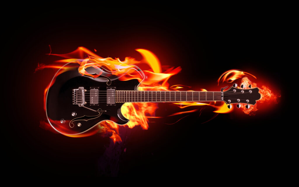 flaming guitar