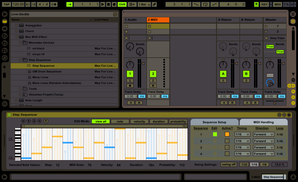 So kennt man Ableton Live - der Step Sequencer ist aber neu!