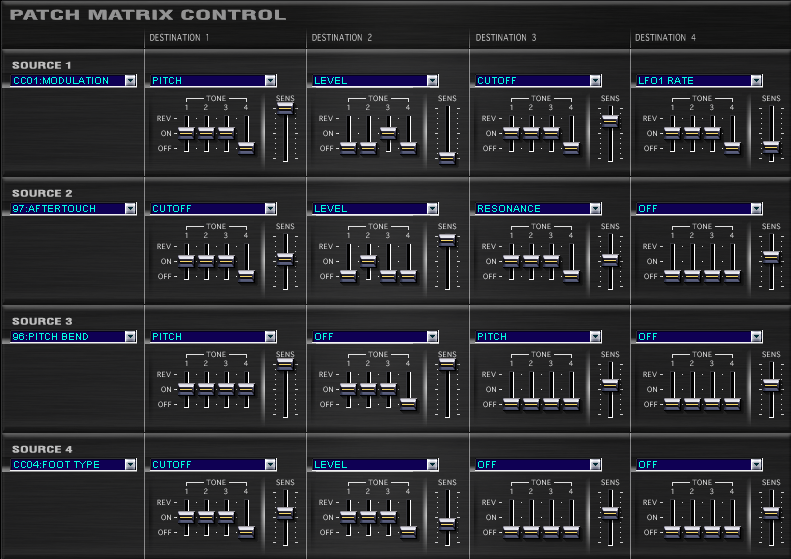 Software Editor: Ansicht "Matrix Control"