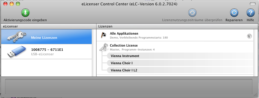 Der Vienna Choir ist mit einem USB-Dongle, dem eLicenser, kopiergeschützt.