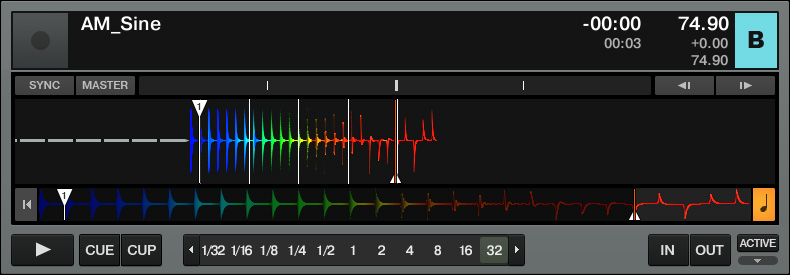 Frequenzen von oben nach unten: Blau, Grün, Orange, Rot
