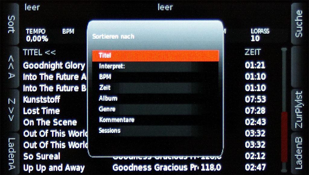 Playlisten können nach unterschiedlichsten Kriterien sortiert werden
