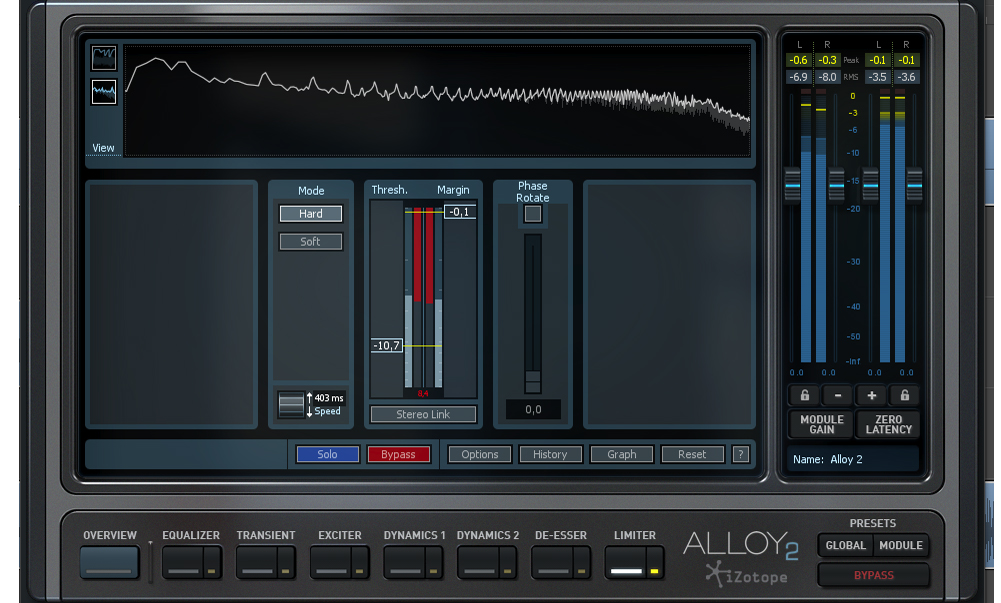 iZotope Alloy 2: Limiter mit spektraler Frequenzanzeige