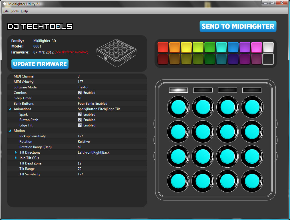 DJ TechTools Midi Fighter 3D: Das MF Utility wurde in der zweier Version mächtig aufgeräumt und modernisiert.