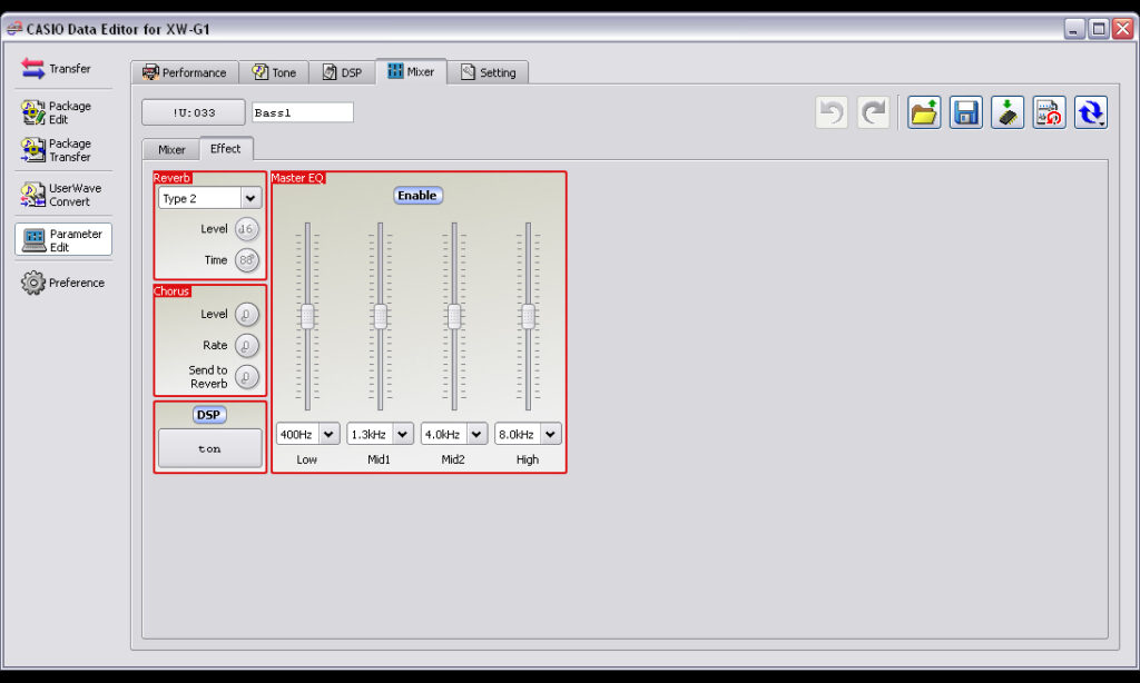 Casio XW-G1 - Bass1 - Mixer-Effect