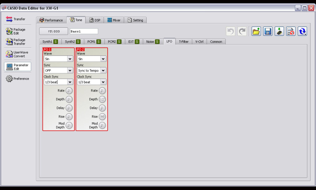 Casio XW-G1 - Bass1 - Tone LFO