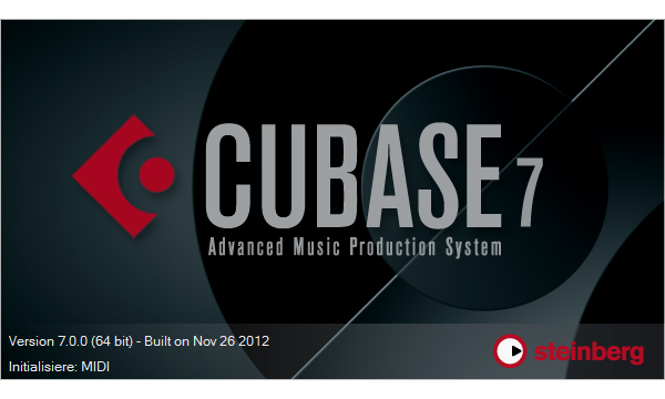 Der Start-Bildschirm von Cubase 7, auch Splash genannt.