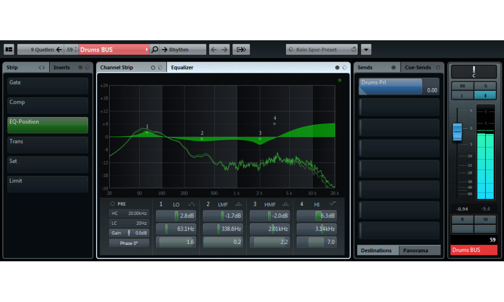 Spektralanalyse im Channel EQ