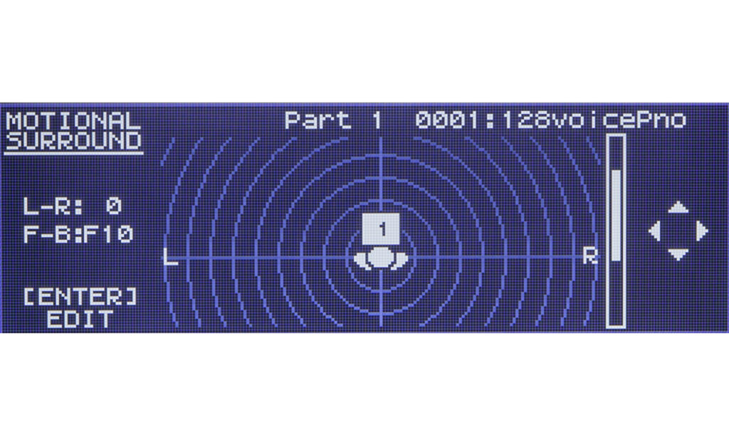 Motional Surround ermöglicht die Platzierung der Parts in einem virtuellen Raum