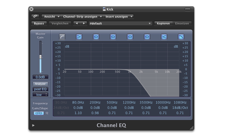 Ein Tiefpassfilter macht die Kick dumpfer