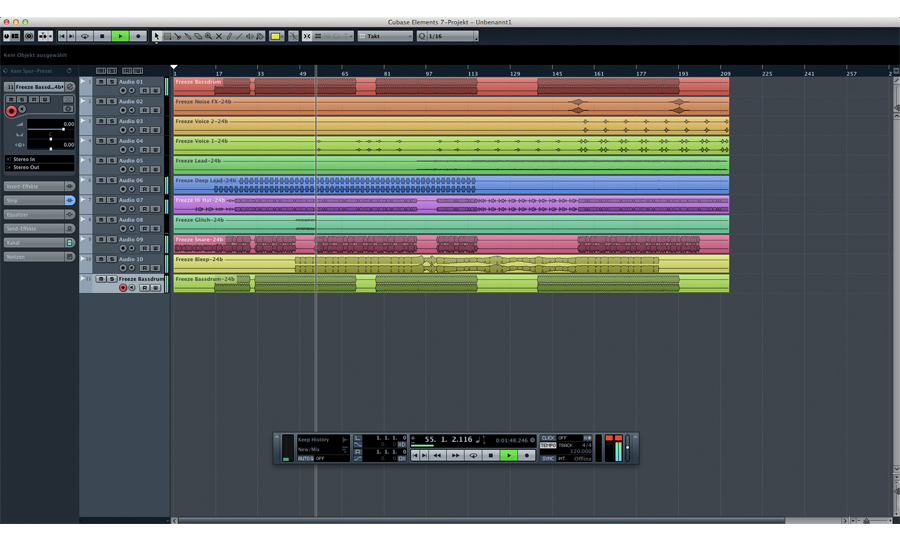 Zeitgemäß und Aufgeräumt präsentiert sich die Oberfläche von Cubase Elements 7