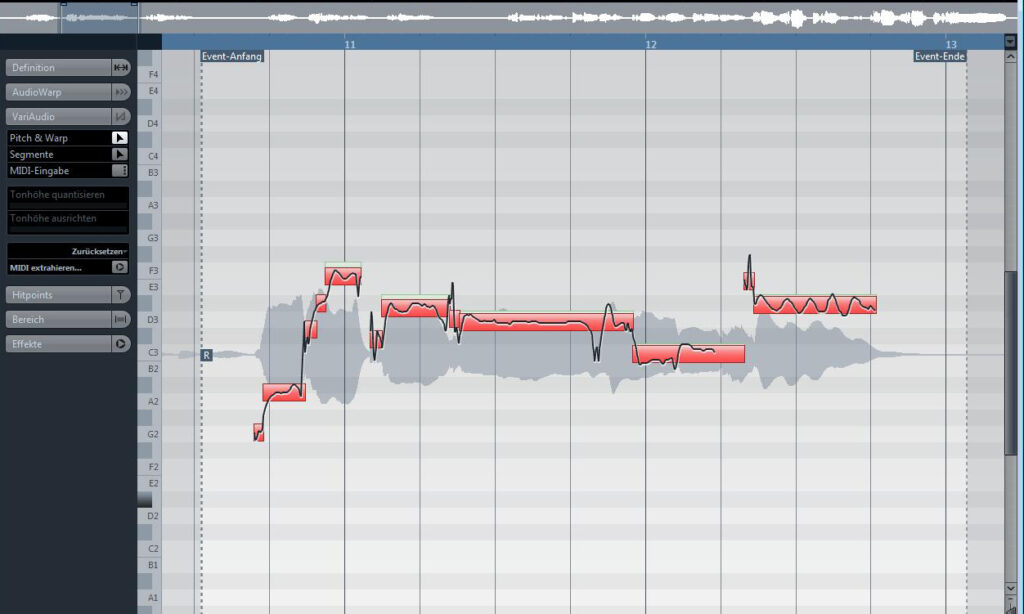 Gesangsphrase nach der Pitch-Korrektur
