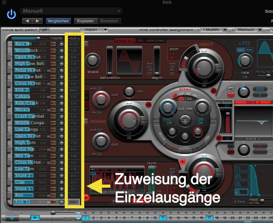 Die Einzelausgänge von Ultrabeat.