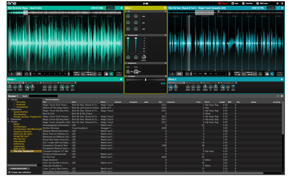 Audio Artery The One: Basis der Software ist das bewährte Decks & Mixer-Konzept.