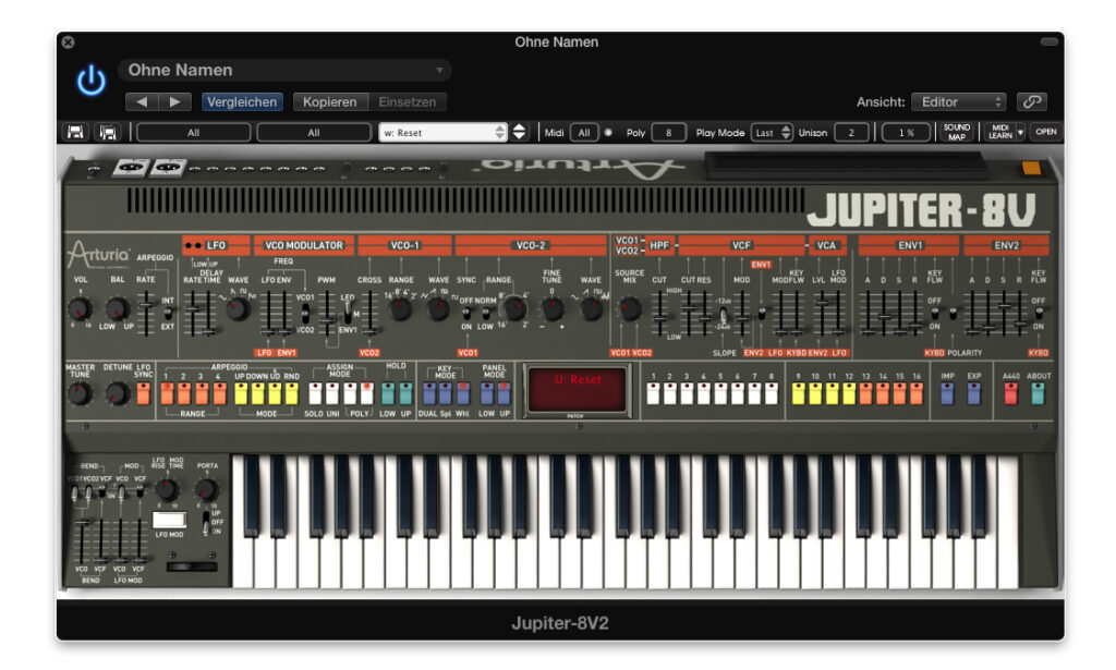 Der Arturia Jupiter-8V liefert ein Akkordpattern