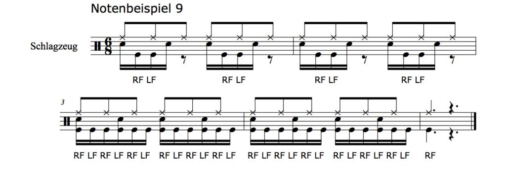 Ginger Baker Workshop -Notenbeispiel 9, Double Bass Groove