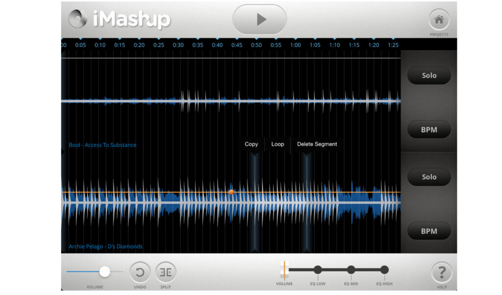 Ein „Superfeature“ in iMashup 3 sind die Split-, Copy & Paste- und Loop-Funktion.