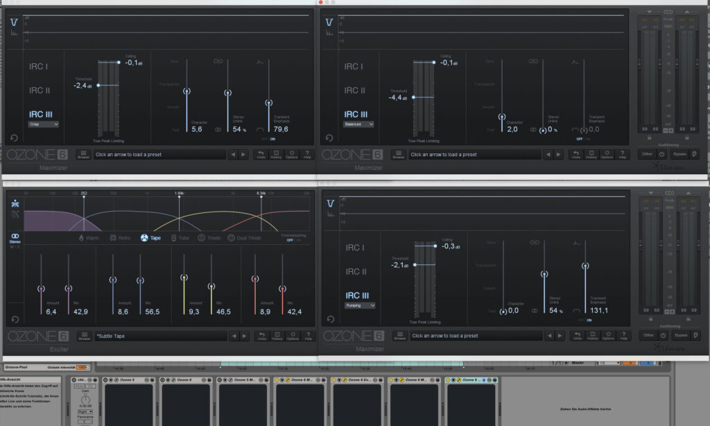 Meine "Loudness Kette" (von links oben nach rechts unten) und ihre Settings.