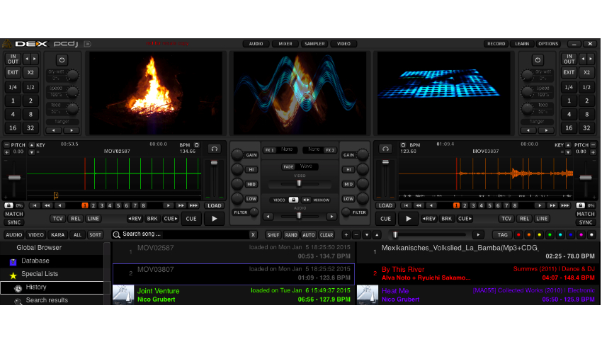 PCDJ DEX 3.2 Mit dem Videomixer kannst du beim Auflegen kleine Filmclips abspielen und so für Atmosphäre sorgen.