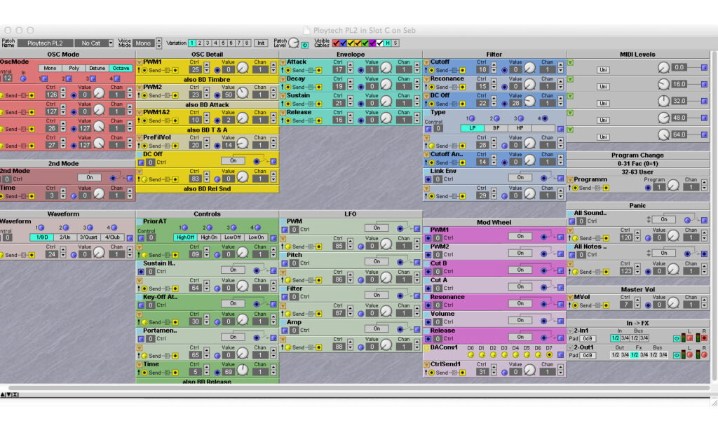 Mein Patch auf dem Nord Modular G2 zur Steuerung des Ploytec πλ²