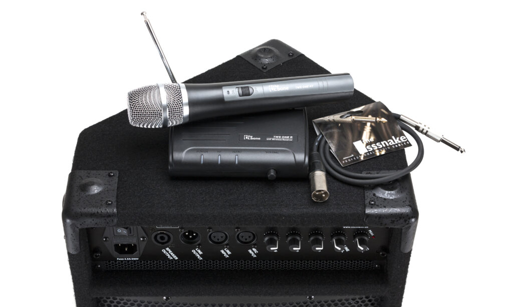 Thomann Singsang Wireless Bundle, Einsteiger-Vocal-Set aus Funkmikrofon, stationärem Empfänger und Aktivmonitor.