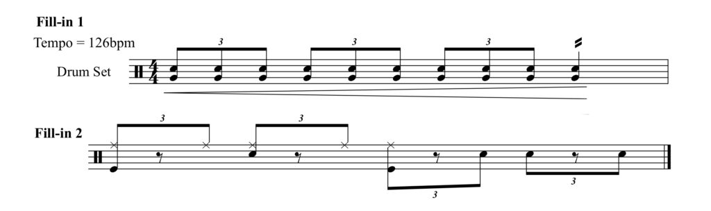 Die beiden Shuffle Fills, jeweils im 8ten Takt der Form