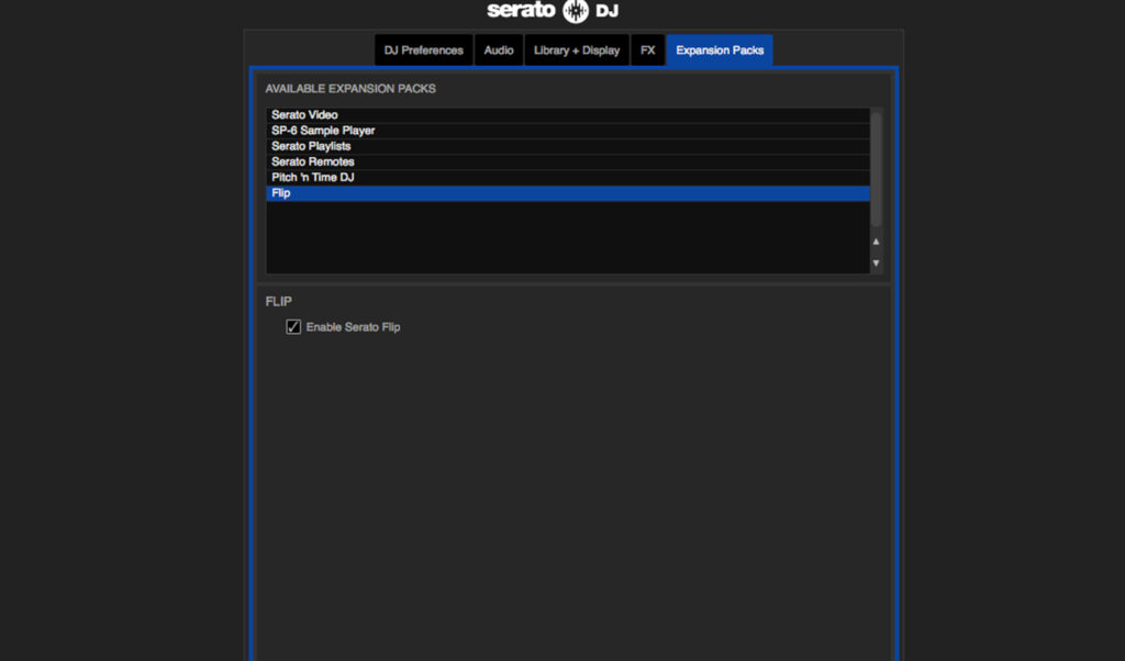Serato Flip im Setup freischalten