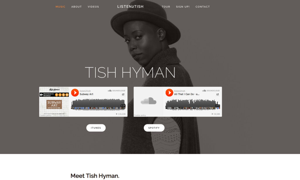 Tish Hyman Screenshot Website (listen2tish.com)