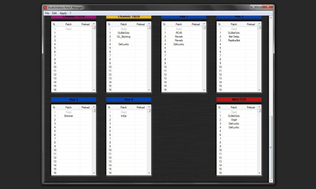 Der PatchManager hilft bei der Organisation von Songs