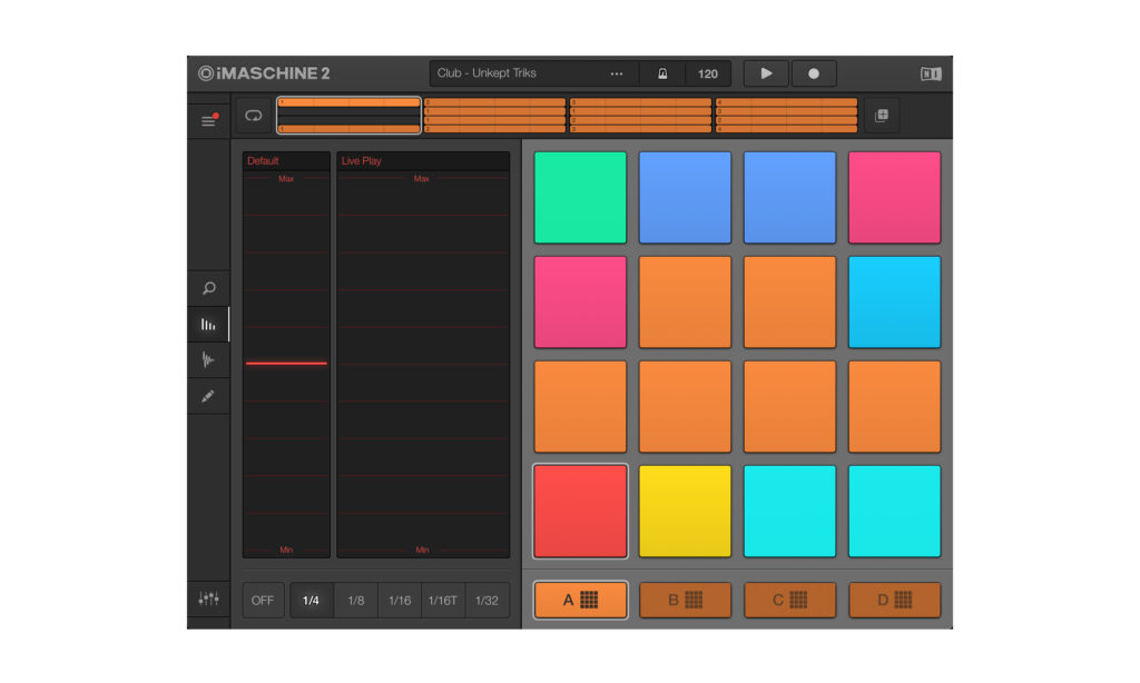 Die 4x4 Trigger-Pads bilden das Herzstück der iMaschine.